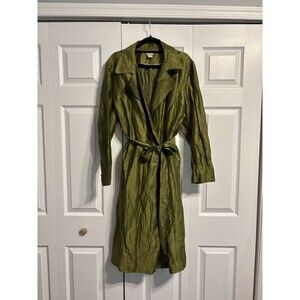 NWOT Chico's Lightweight Trench Crinkle Linen Jacket Women 20/22 moss green fall